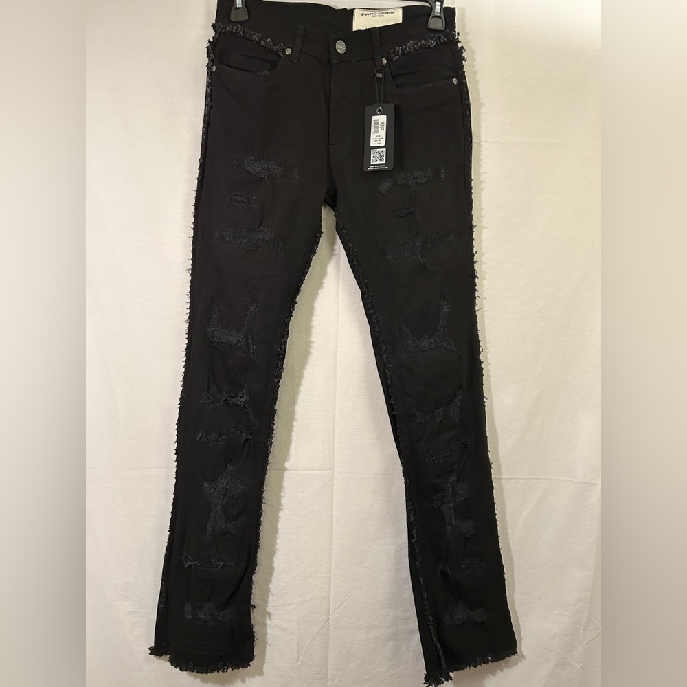 FWRD Denim Co New York Jet Black Fit 2 Distressed Stretch Jeans